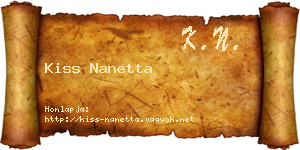 Kiss Nanetta névjegykártya